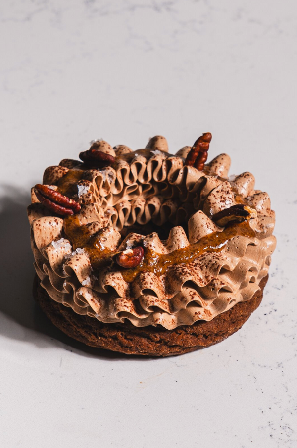 Paris-Brest, pacane, chocolat au lait